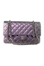 17S Purple Iridescent Lambskin Quilted Classic Flap Medium - Image 5