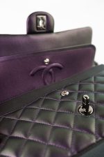 17S Purple Iridescent Lambskin Quilted Classic Flap Medium - Image 6