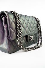 17S Purple Iridescent Lambskin Quilted Classic Flap Medium - Image 8