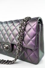 17S Purple Iridescent Lambskin Quilted Classic Flap Medium - Image 12