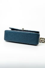 18S Dark Blue Small Caviar Quilted Classic Double Flap Light Gold Hardware - Image 2
