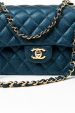 18S Dark Blue Small Caviar Quilted Classic Double Flap Light Gold Hardware - Image 10