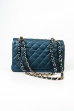 18S Dark Blue Small Caviar Quilted Classic Double Flap Light Gold Hardware - Image 11