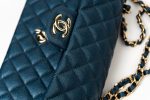 18S Dark Blue Small Caviar Quilted Classic Double Flap Light Gold Hardware - Image 13