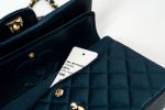 18S Dark Blue Small Caviar Quilted Classic Double Flap Light Gold Hardware - Image 14