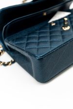 18S Dark Blue Small Caviar Quilted Classic Double Flap Light Gold Hardware - Image 17