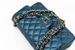 18S Dark Blue Small Caviar Quilted Classic Double Flap Light Gold Hardware - Image 19