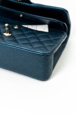 18S Dark Blue Small Caviar Quilted Classic Double Flap Light Gold Hardware - Image 23