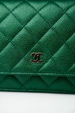 18S Emerald Green Caviar Quilted Wallet on Chain (WOC) - Image 3