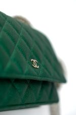 18S Emerald Green Caviar Quilted Wallet on Chain (WOC) - Image 8