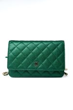 18S Emerald Green Caviar Quilted Wallet on Chain (WOC) - Image 9