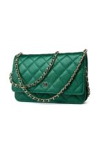 18S Emerald Green Caviar Quilted Wallet on Chain (WOC) - Image 10
