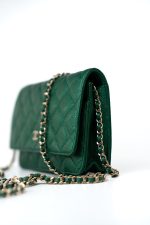 18S Emerald Green Caviar Quilted Wallet on Chain (WOC) - Image 11