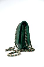 18S Emerald Green Caviar Quilted Wallet on Chain (WOC) - Image 13