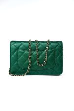 18S Emerald Green Caviar Quilted Wallet on Chain (WOC) - Image 16