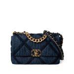 Denim Quilted 19 Flap Small Antique Gold Hardware