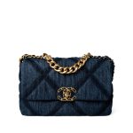 Denim Quilted 19 Flap Small Antique Gold Hardware - Image 3
