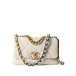 White Lambskin Quilted 19 Flap Small Mixed Hardware - Image 2
