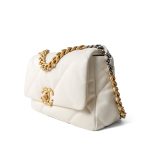 White Lambskin Quilted 19 Flap Small Mixed Hardware - Image 3