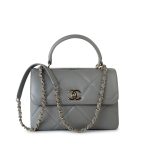 19B Grey Lambskin Quilted Trendy CC Light Gold Hardware - Image 3