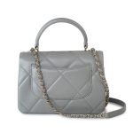 19B Grey Lambskin Quilted Trendy CC Light Gold Hardware - Image 4