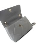 19B Grey Lambskin Quilted Trendy CC Light Gold Hardware - Image 11