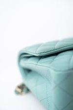 19c Tiffany Blue Caviar Quilted Classic Flap Light Gold Hardware - Image 4