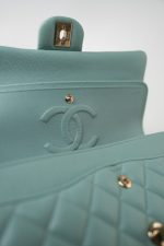19c Tiffany Blue Caviar Quilted Classic Flap Light Gold Hardware - Image 5