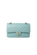 19c Tiffany Blue Caviar Quilted Classic Flap Light Gold Hardware - Image 7