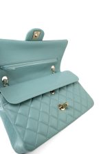 19c Tiffany Blue Caviar Quilted Classic Flap Light Gold Hardware - Image 9