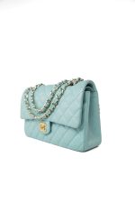 19c Tiffany Blue Caviar Quilted Classic Flap Light Gold Hardware - Image 10