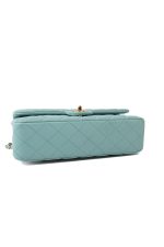 19c Tiffany Blue Caviar Quilted Classic Flap Light Gold Hardware - Image 11