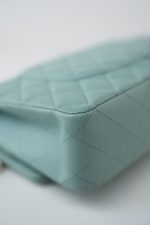 19c Tiffany Blue Caviar Quilted Classic Flap Light Gold Hardware - Image 12