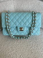 19C Tiffany Blue Caviar Quilted Classic Flap Medium LGHW