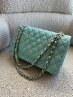 19C Tiffany Blue Caviar Quilted Classic Flap Medium LGHW - Image 6