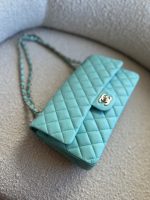 19C Tiffany Blue Caviar Quilted Classic Flap Medium LGHW - Image 9