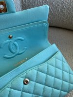 19C Tiffany Blue Caviar Quilted Classic Flap Medium LGHW - Image 12