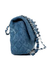 20B Denim Quilted Single Flap Medium Silver Hardware - Image 6