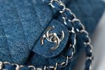 20B Denim Quilted Single Flap Medium Silver Hardware - Image 3