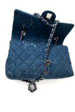 20B Denim Quilted Single Flap Medium Silver Hardware - Image 4