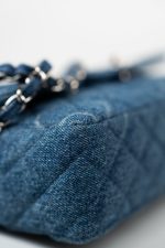 20B Denim Quilted Single Flap Medium Silver Hardware - Image 10