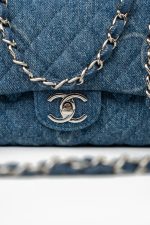 20B Denim Quilted Single Flap Medium Silver Hardware - Image 14