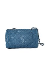 20B Denim Quilted Single Flap Medium Silver Hardware - Image 2
