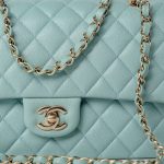 20C Tiffany Blue Caviar Quilted Classic Flap Medium Light Gold Hardware - Image 2