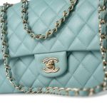 20C Tiffany Blue Caviar Quilted Classic Flap Medium Light Gold Hardware - Image 4