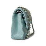 20C Tiffany Blue Caviar Quilted Classic Flap Medium Light Gold Hardware - Image 6
