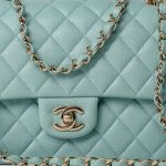 20C Tiffany Blue Caviar Quilted Classic Flap Medium Light Gold Hardware - Image 7