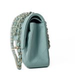 20C Tiffany Blue Caviar Quilted Classic Flap Medium Light Gold Hardware - Image 8