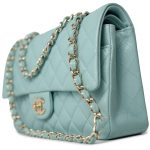 20C Tiffany Blue Caviar Quilted Classic Flap Medium Light Gold Hardware - Image 13