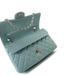 20C Tiffany Blue Caviar Quilted Classic Flap Medium Light Gold Hardware - Image 16
